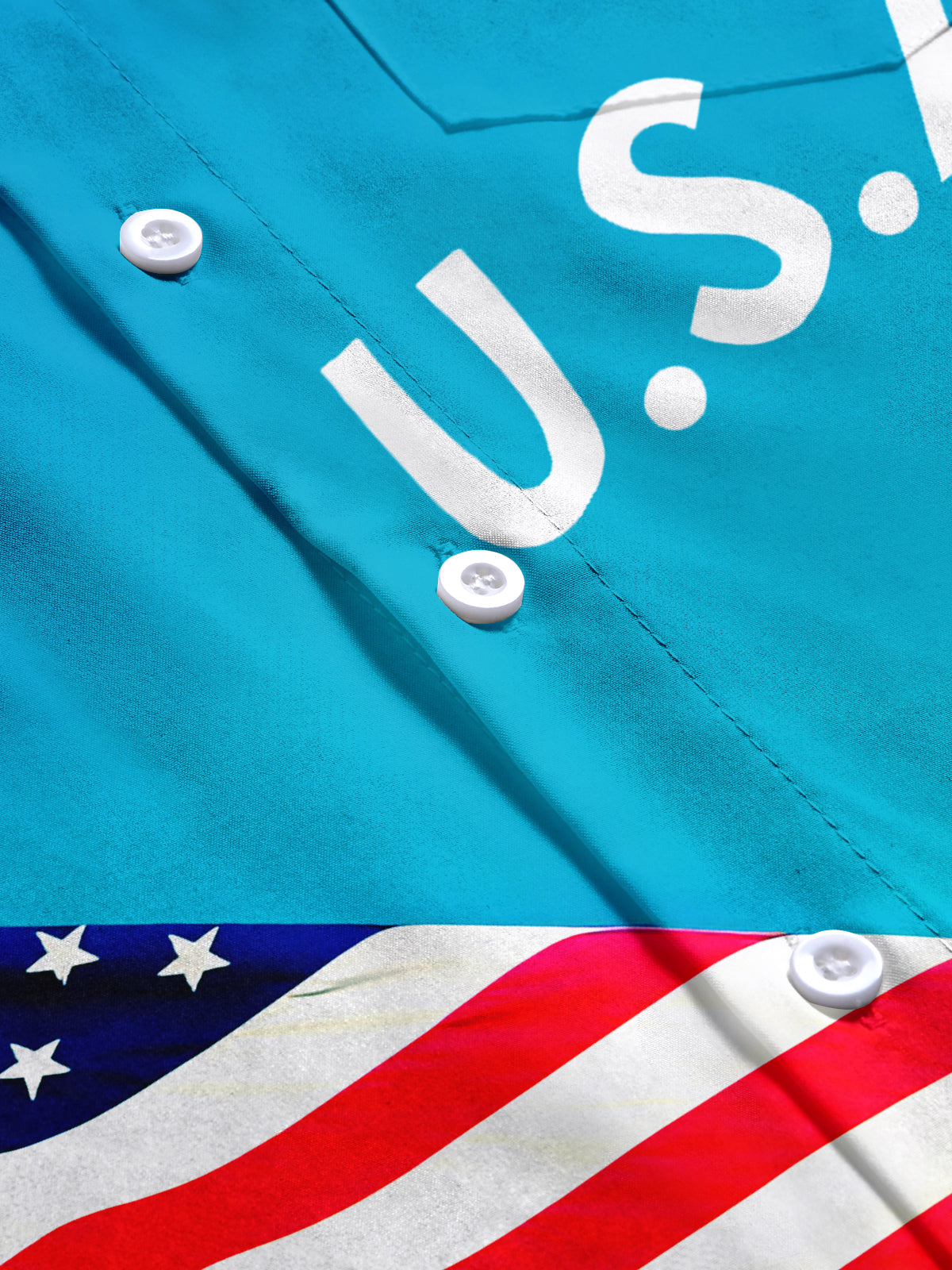 Independence Day Men's Pocket Short Sleeve Shirts