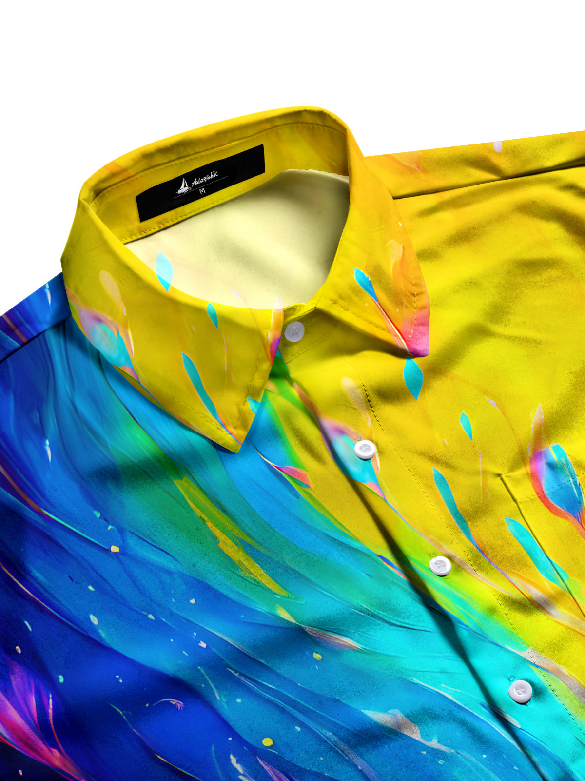 Tie Dye Floral Men's Pocket Short Sleeve Shirts