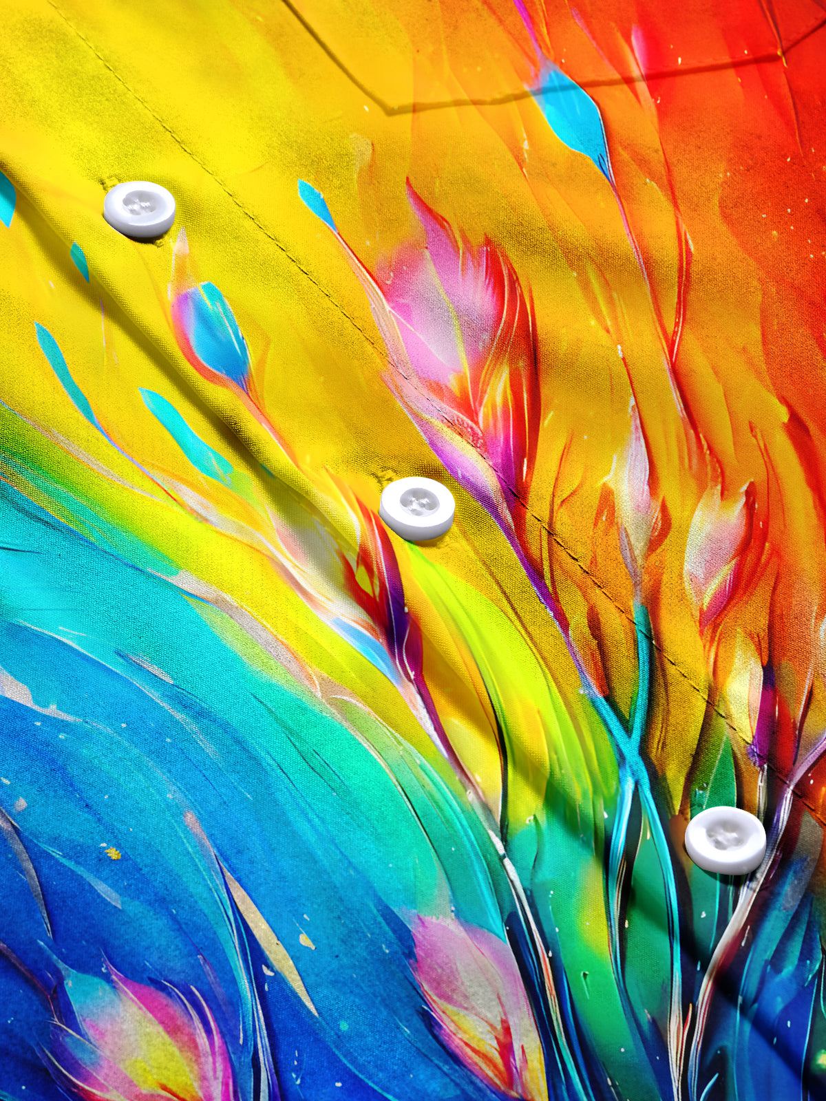 Tie Dye Floral Men's Pocket Short Sleeve Shirts