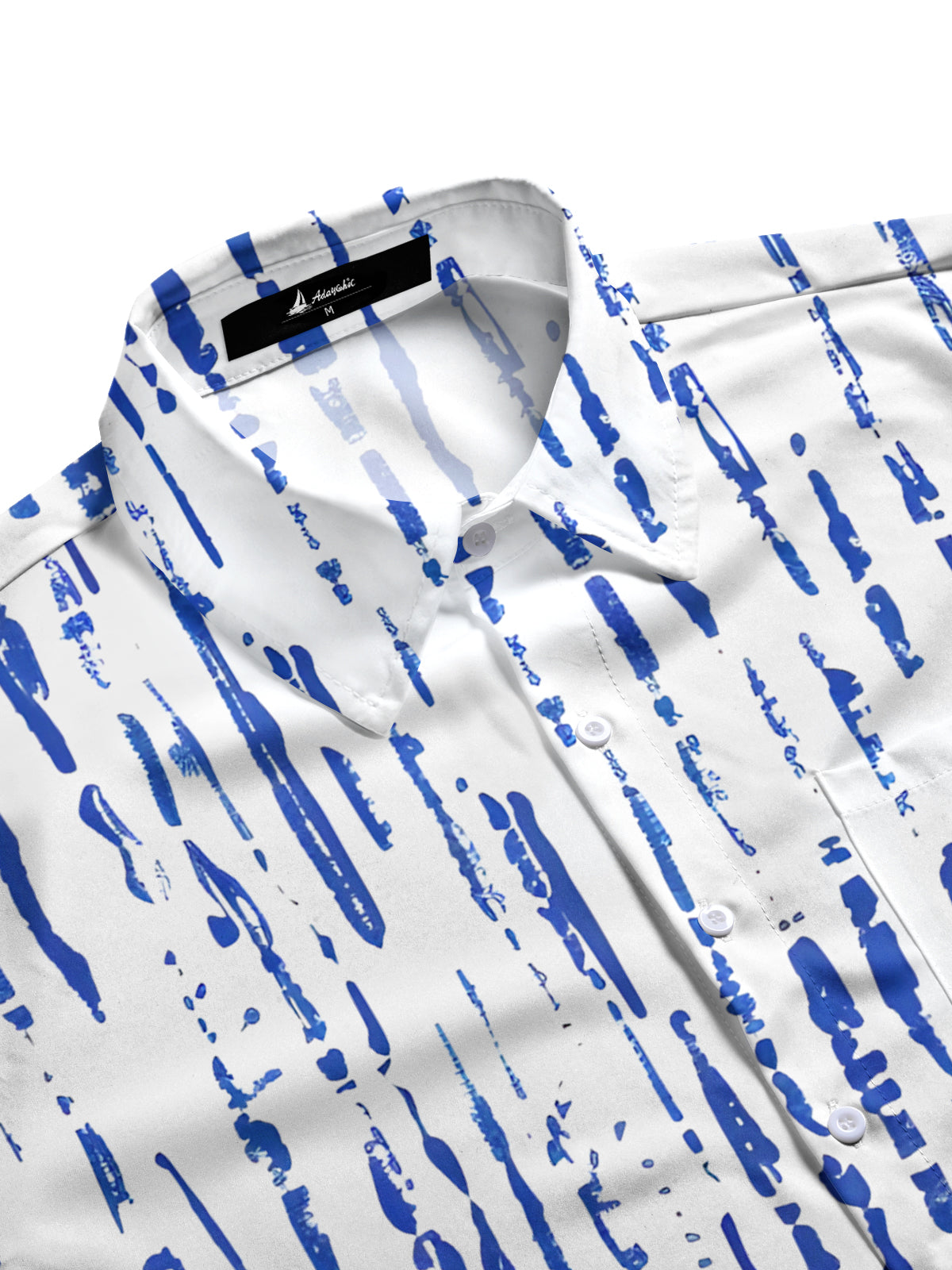 Geometric Line Print Men's Pocket Short Sleeve Shirts