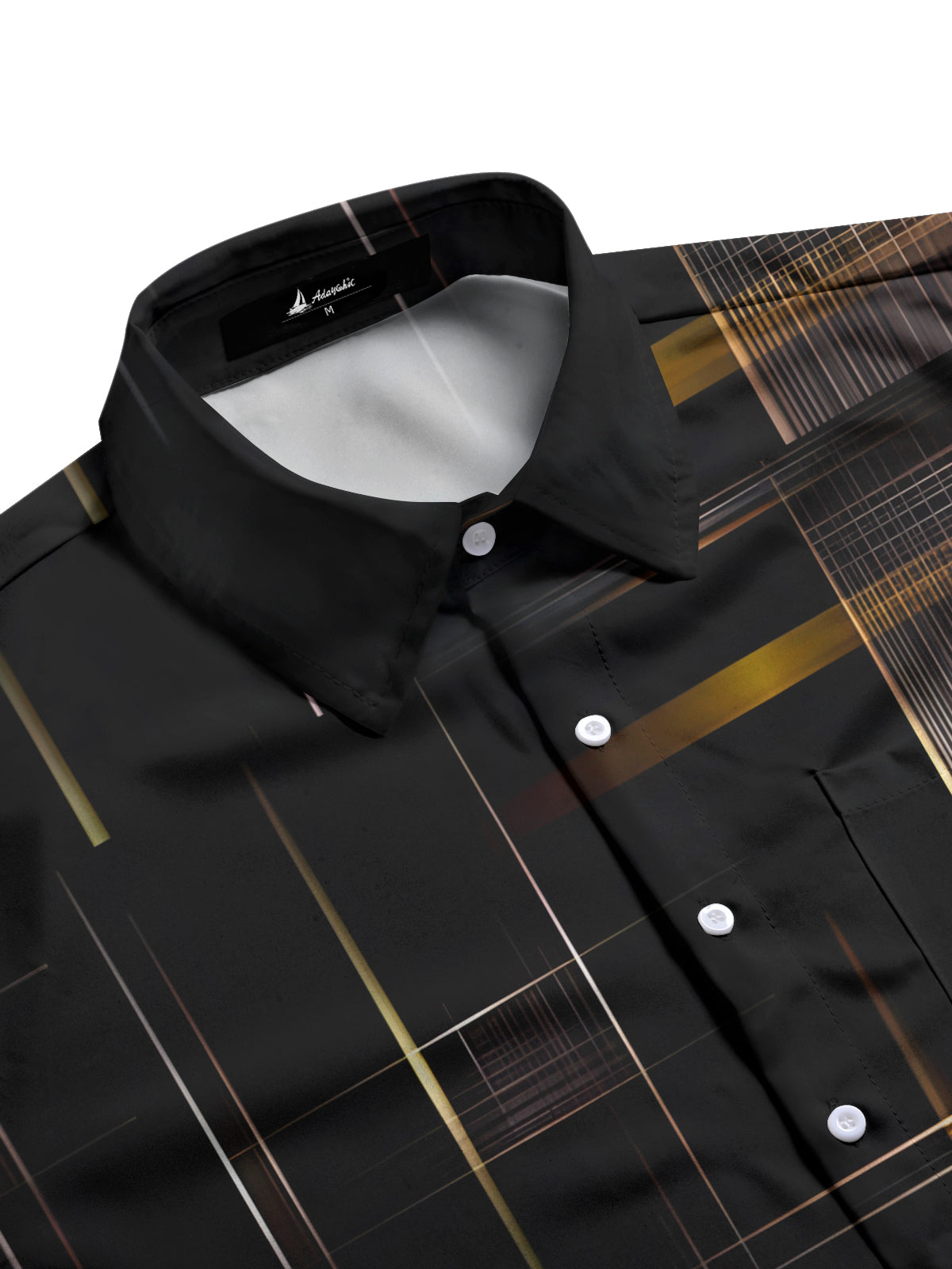 Geometric Plaid Print Men's Pocket Short Sleeve Shirts