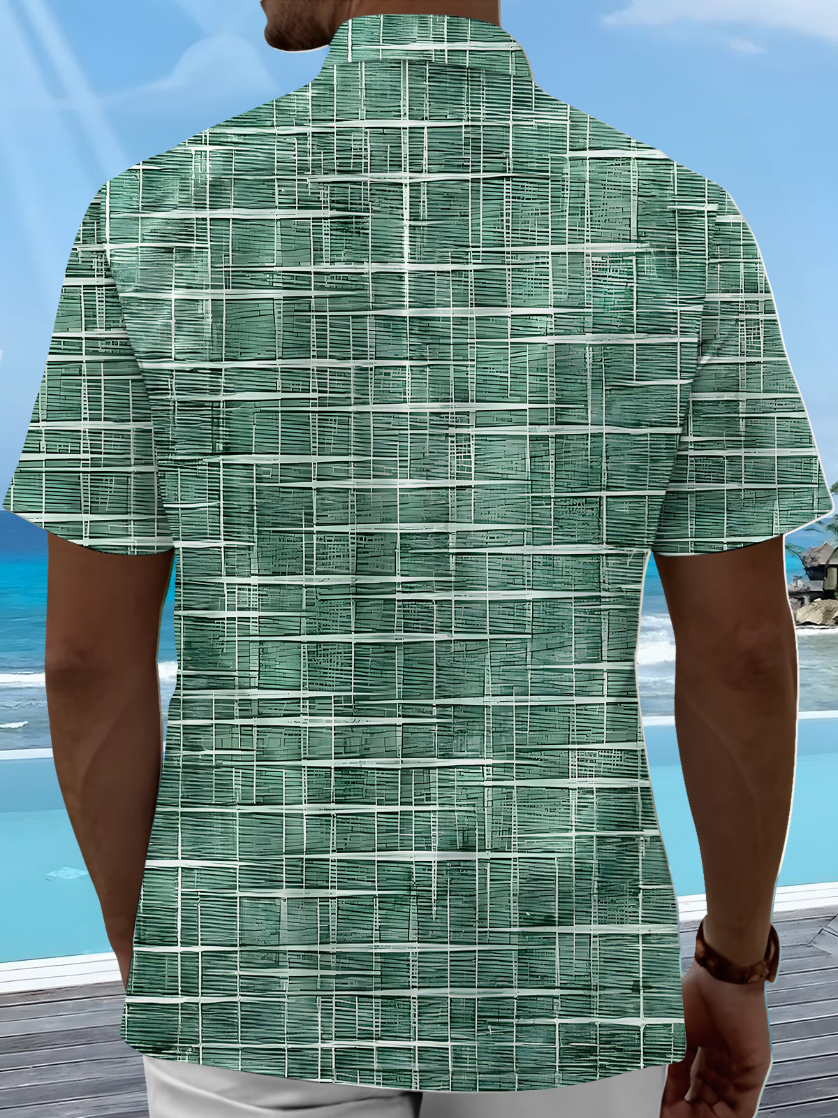 Geometric Print Men's Pocket Short Sleeve Shirts