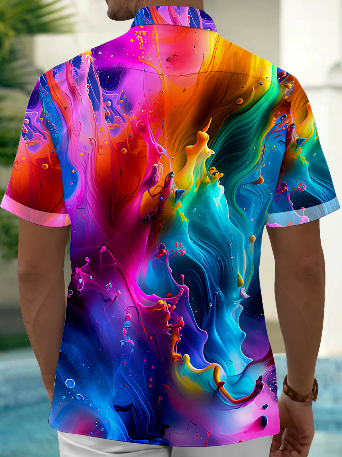 Tie Dye Men's Pocket Short Sleeve Shirts