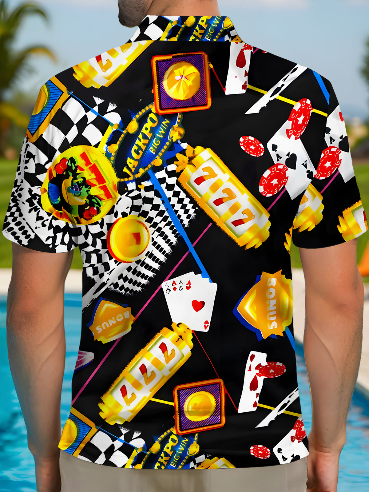 Poker Men's Short Sleeve Button Polo Shirt