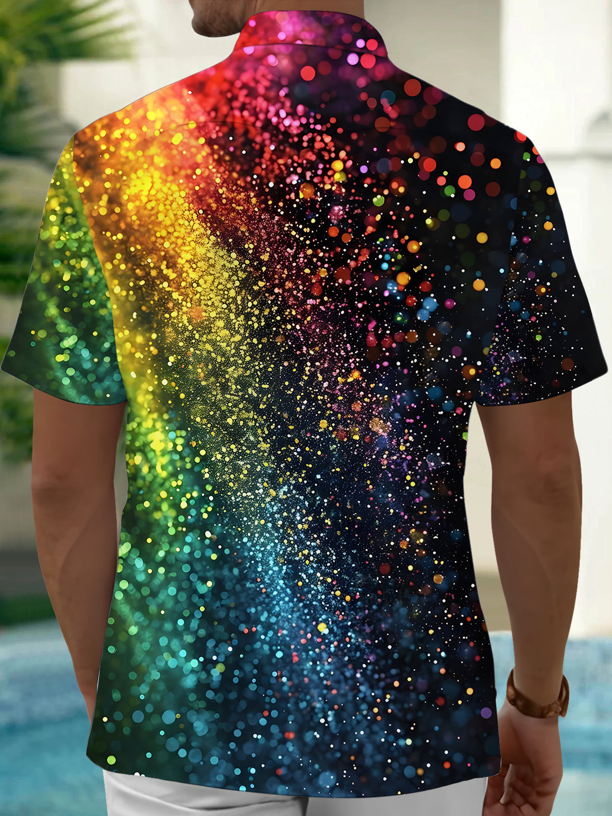 Gradient Print Men's Pocket Short Sleeve Shirts