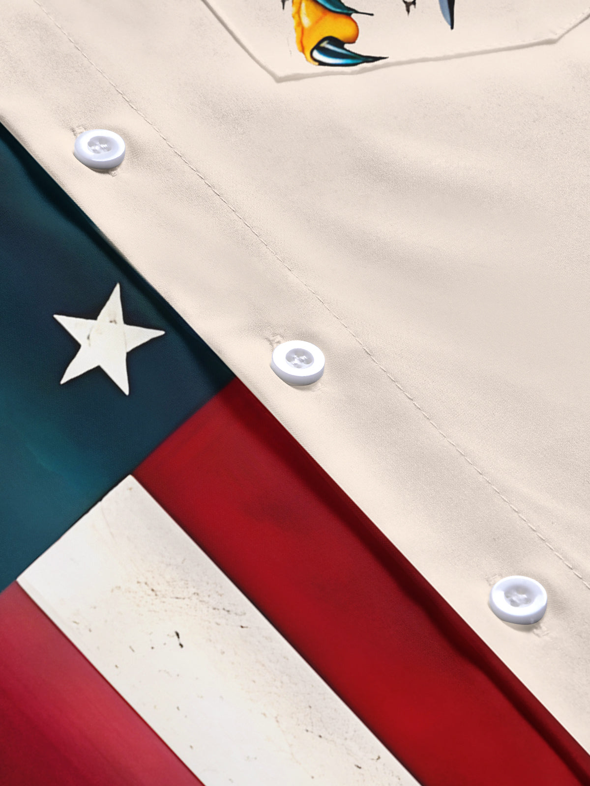 Independence Day Flag Eagle Print Men's Pocket Short Sleeve Shirts