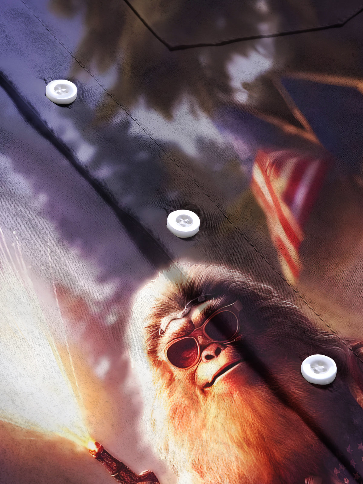 Bigfoot Independence Day American Flag Print Men's Pocket Short Sleeve Shirts