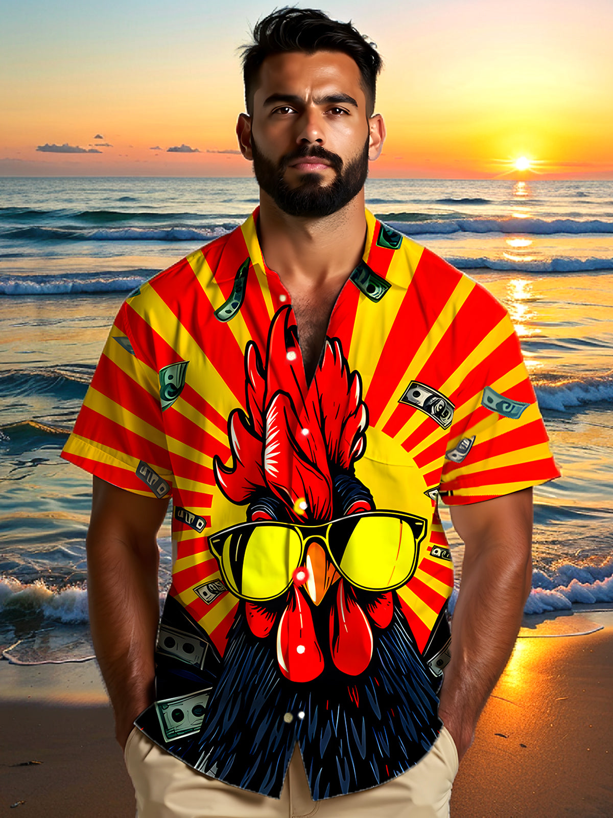 Chicken Men's Pocket Short Sleeve Shirts