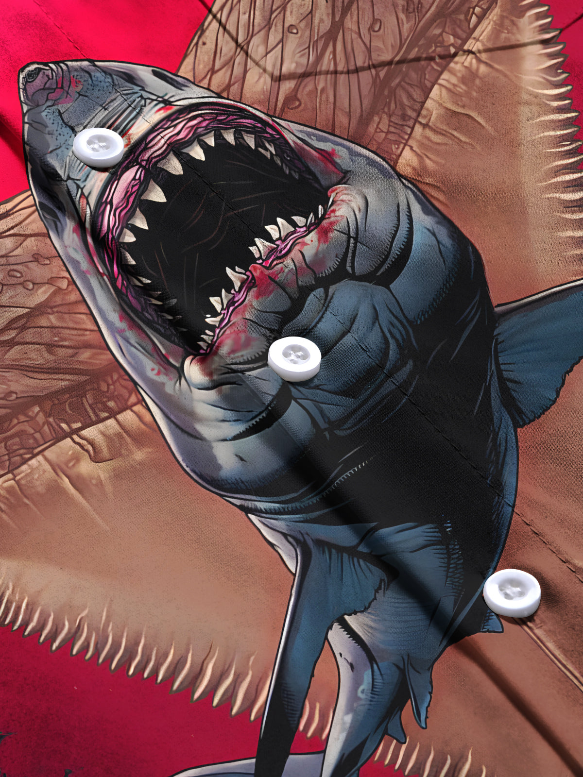 Animal Shark Print Men's Pocket Short Sleeve Shirts