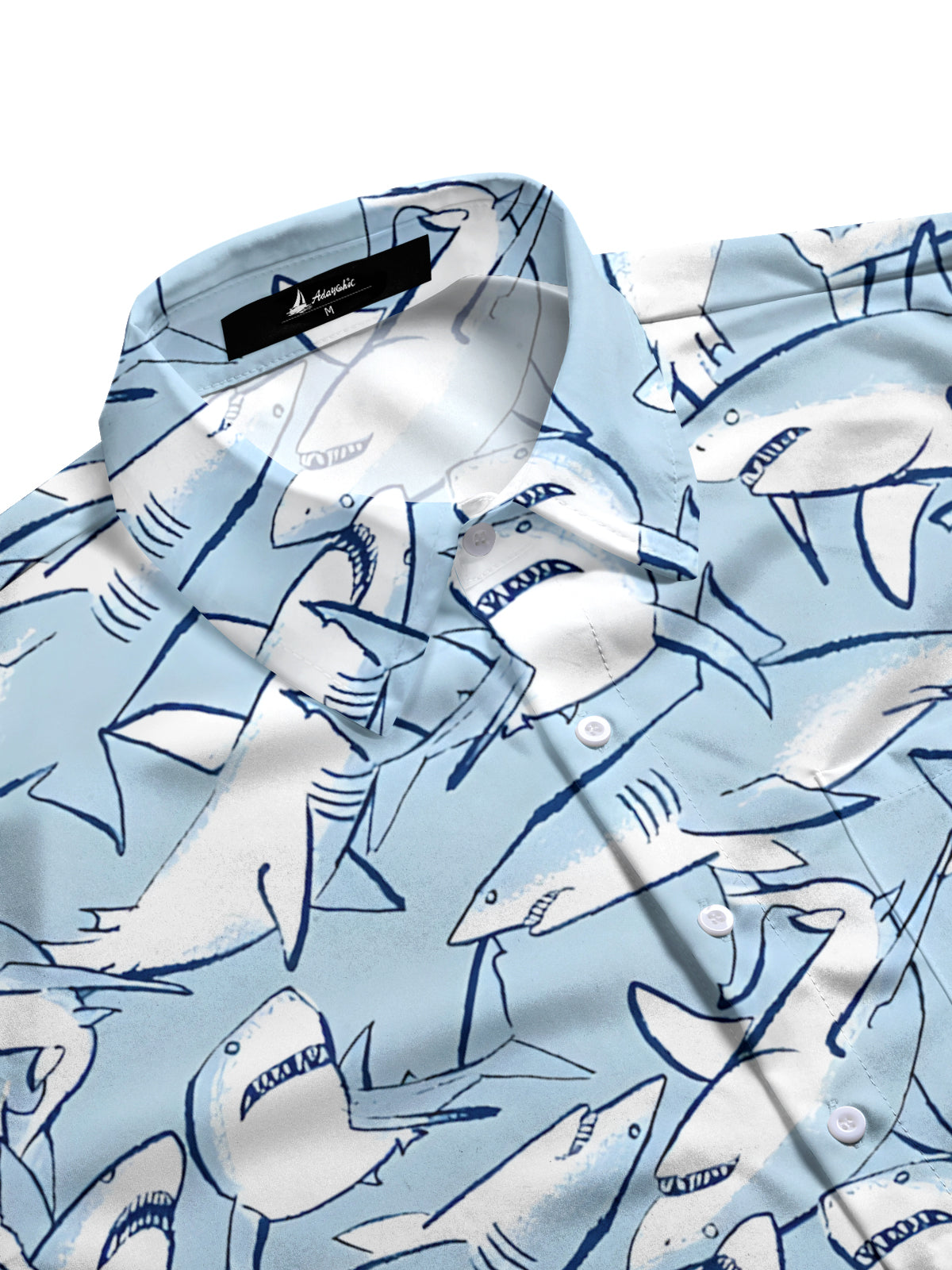 Shark Print Men's Pocket Short Sleeve Shirts