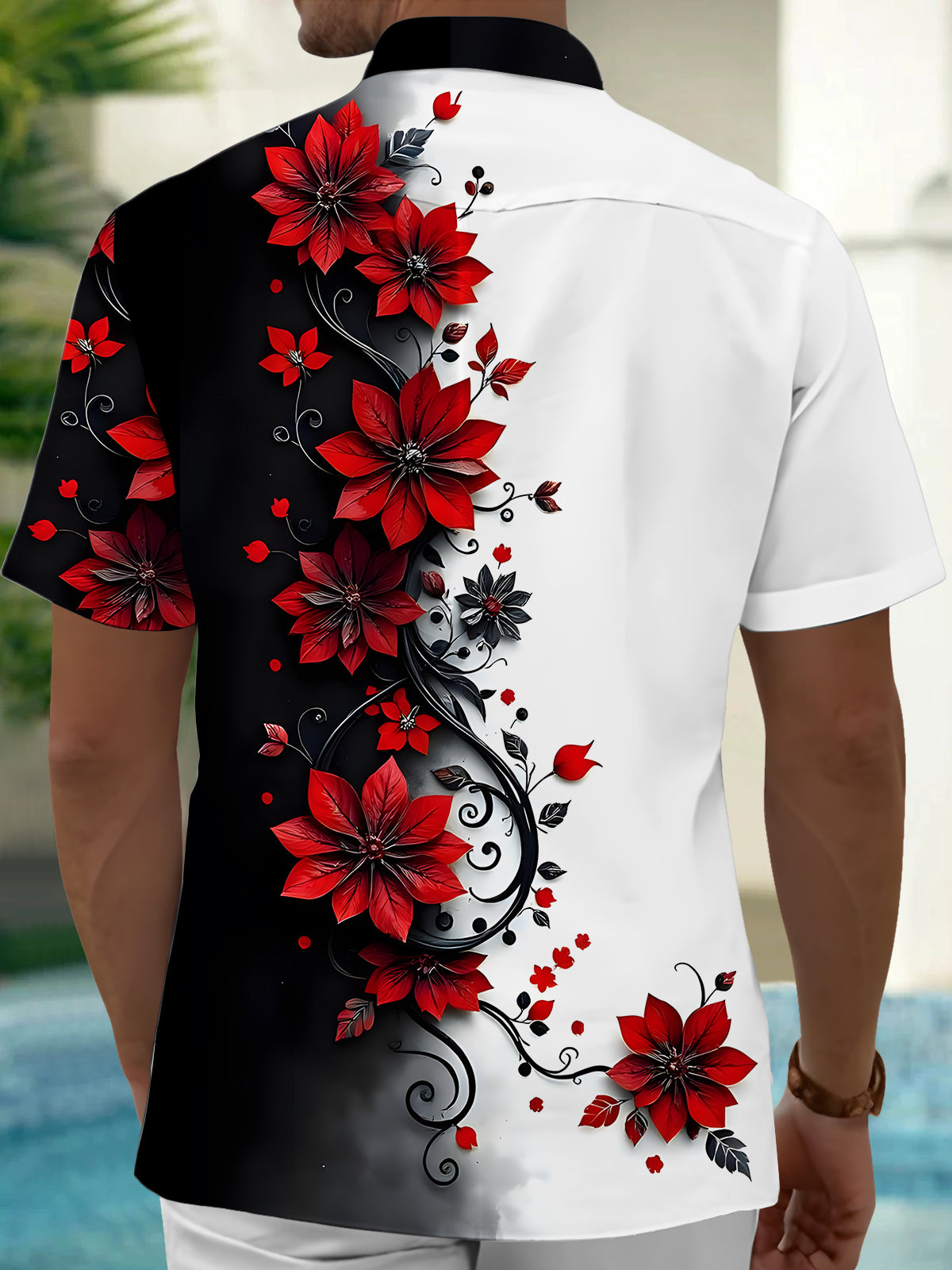 Floral Men's Pocket Short Sleeve Shirts