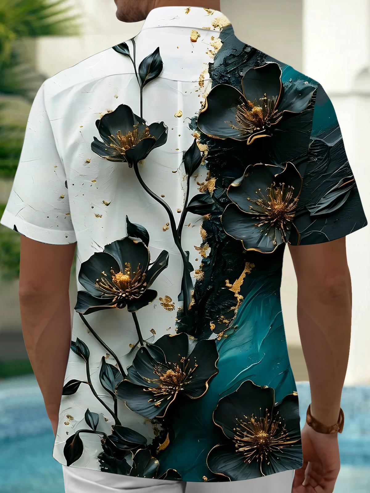Floral Men's Pocket Short Sleeve Shirts