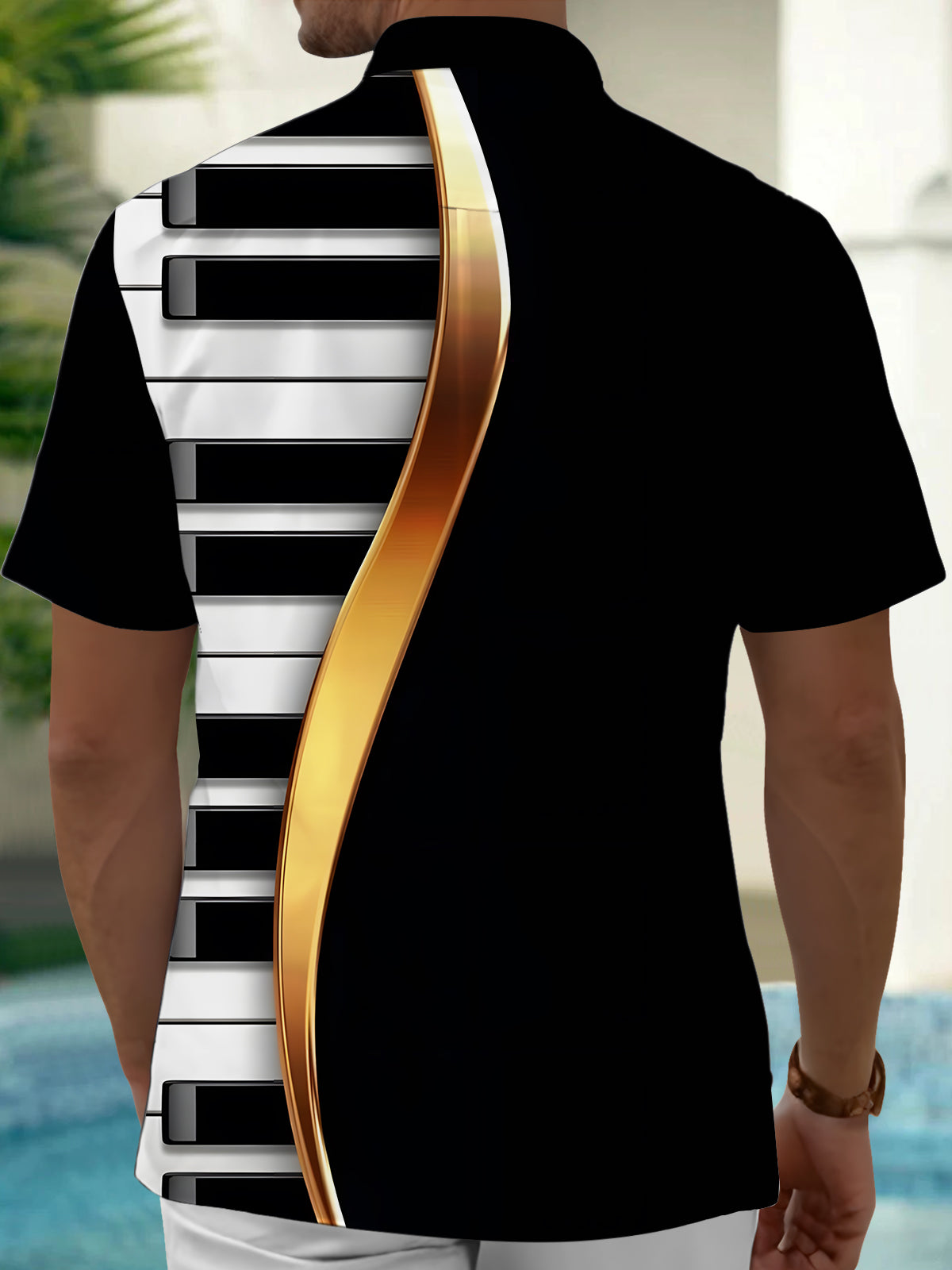 Piano Men's Pocket Short Sleeve Shirts