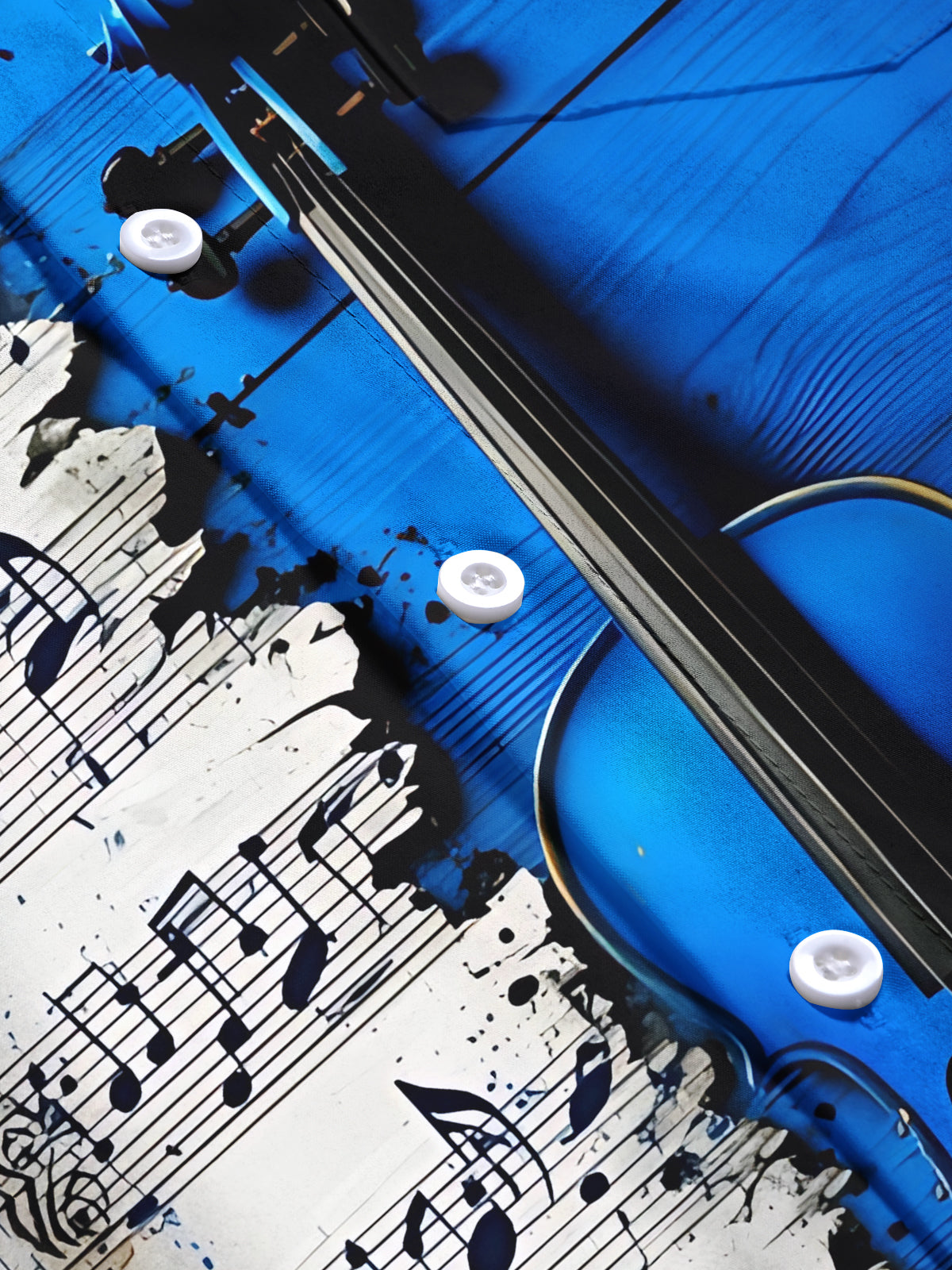 Musical Note Print Men's Pocket Short Sleeve Shirts