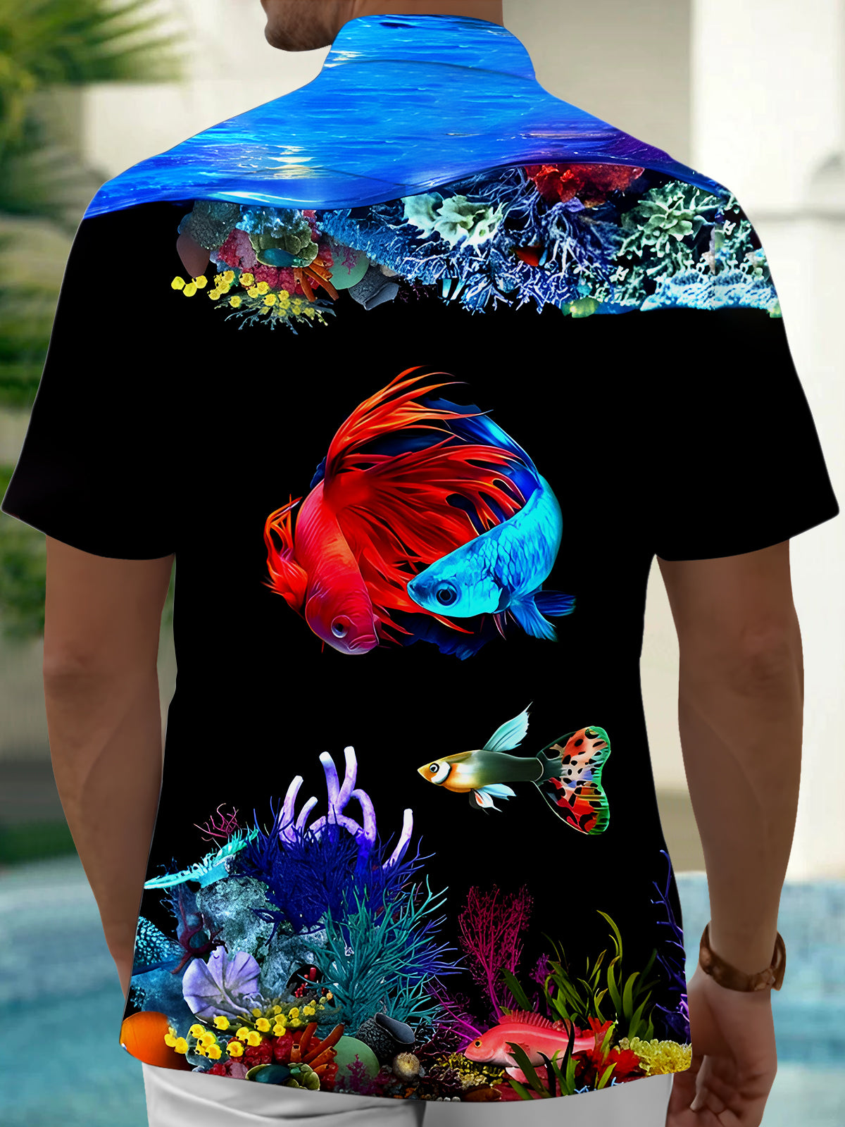 Hawaiian Fish Men's Pocket Short Sleeve Shirts