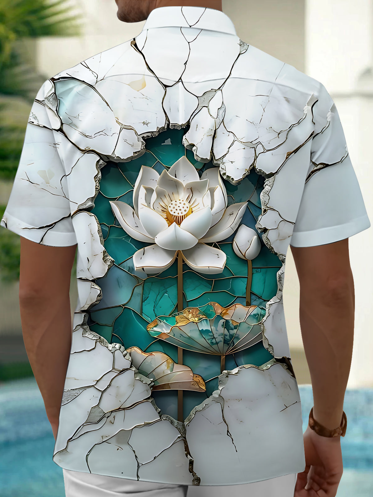 Floral Print Men's Pocket Short Sleeve Shirts