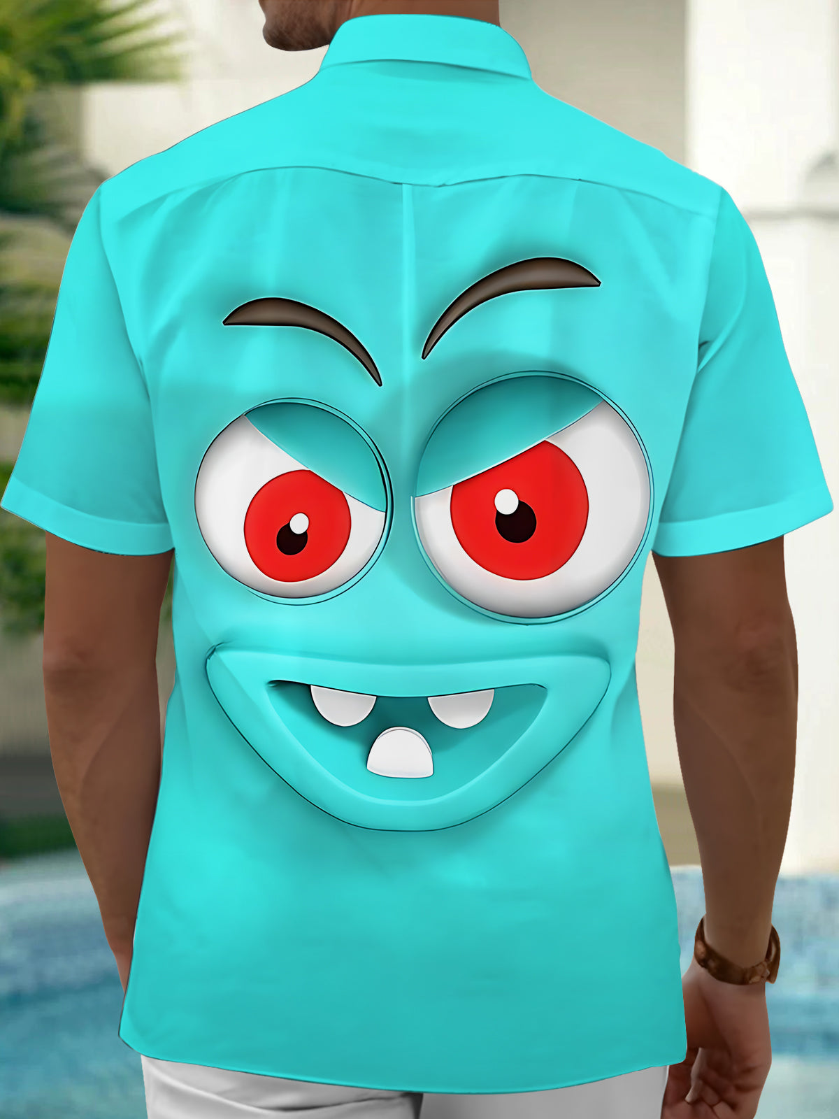 Funny Print Men's Pocket Short Sleeve Shirts