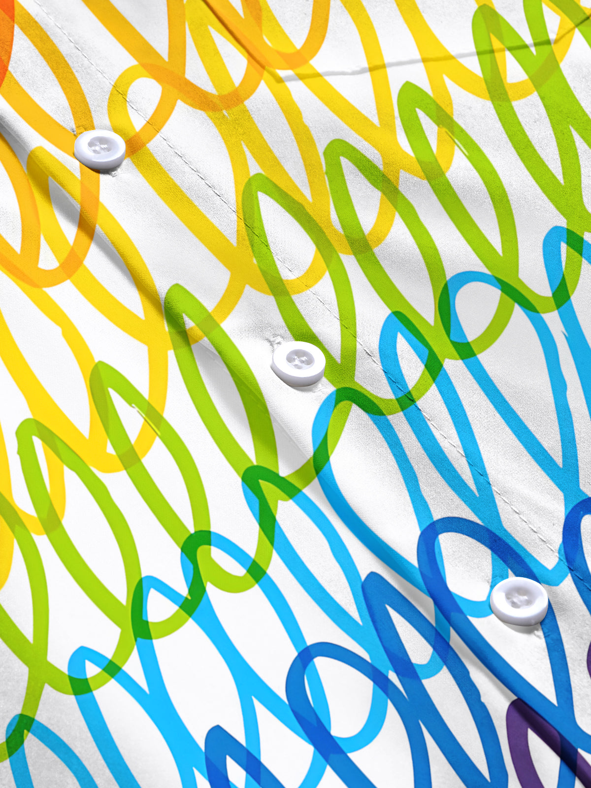 Rainbow Lines Print Men's Pocket Short Sleeve Shirts