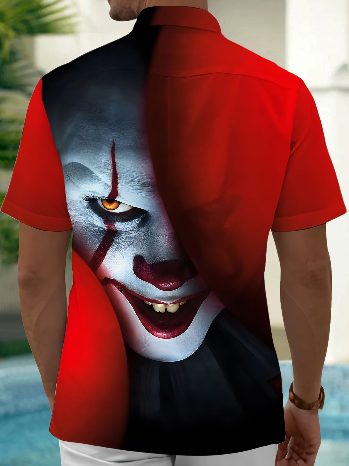 Joker Print Men's Pocket Short Sleeve Shirts