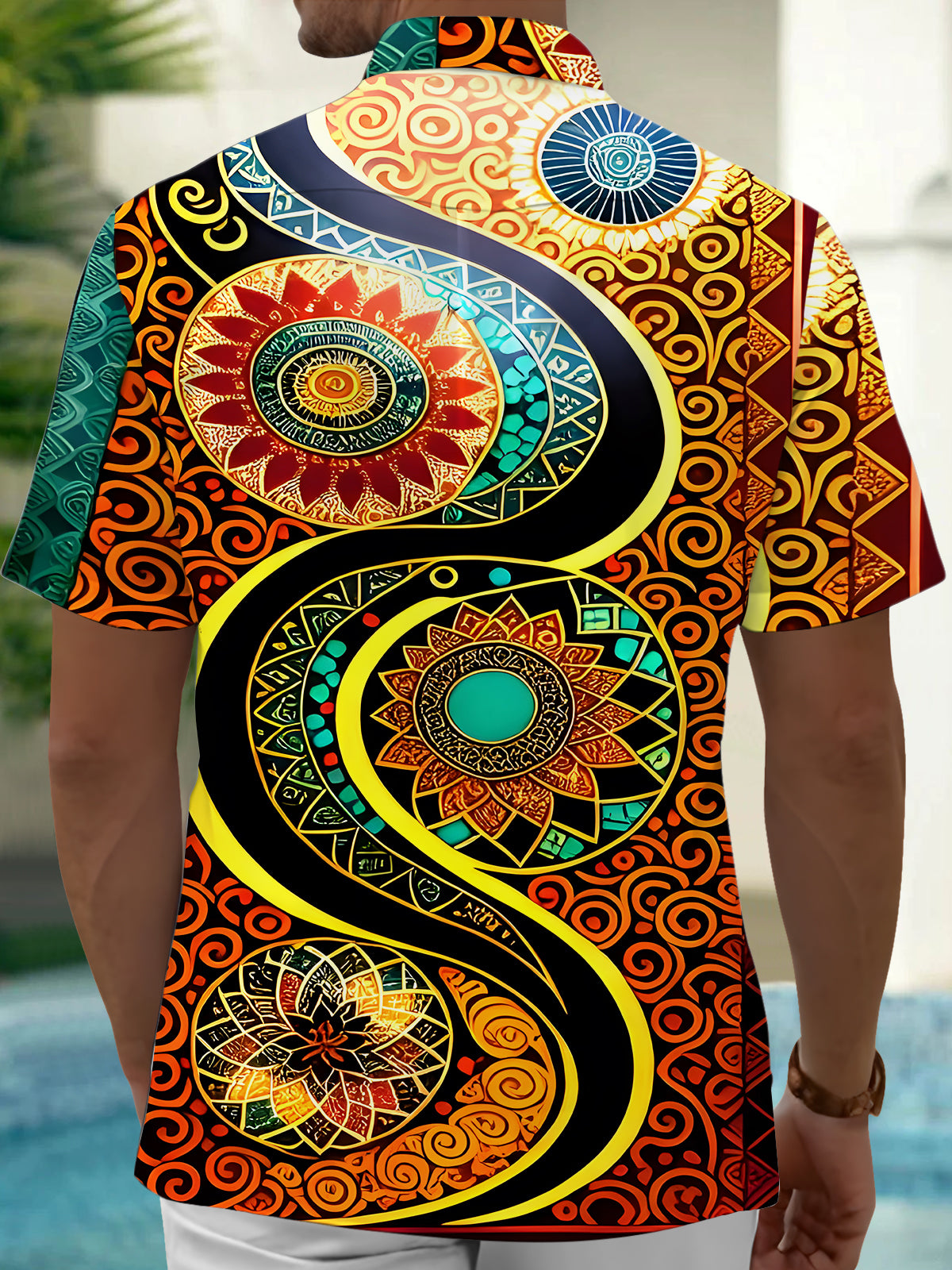 Vintage Mandala Men's Pocket Short Sleeve Shirts
