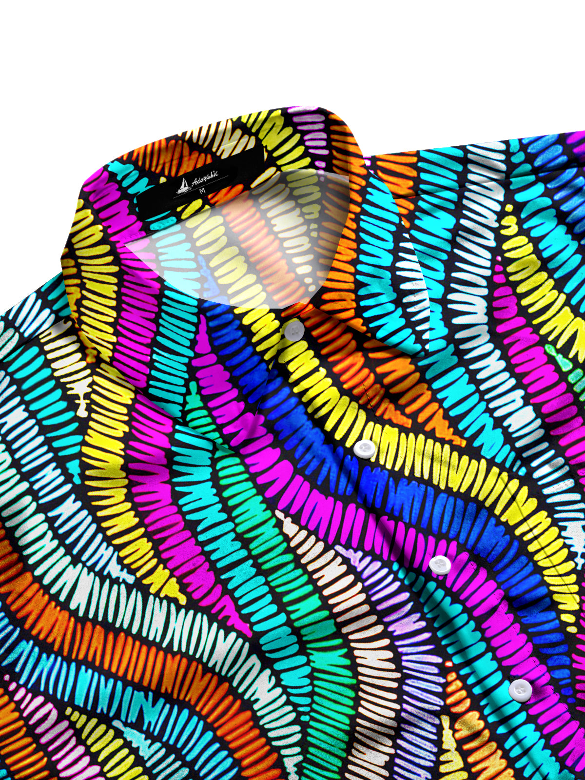 Multi-color Line Geometry Men's Pocket Short Sleeve Shirts