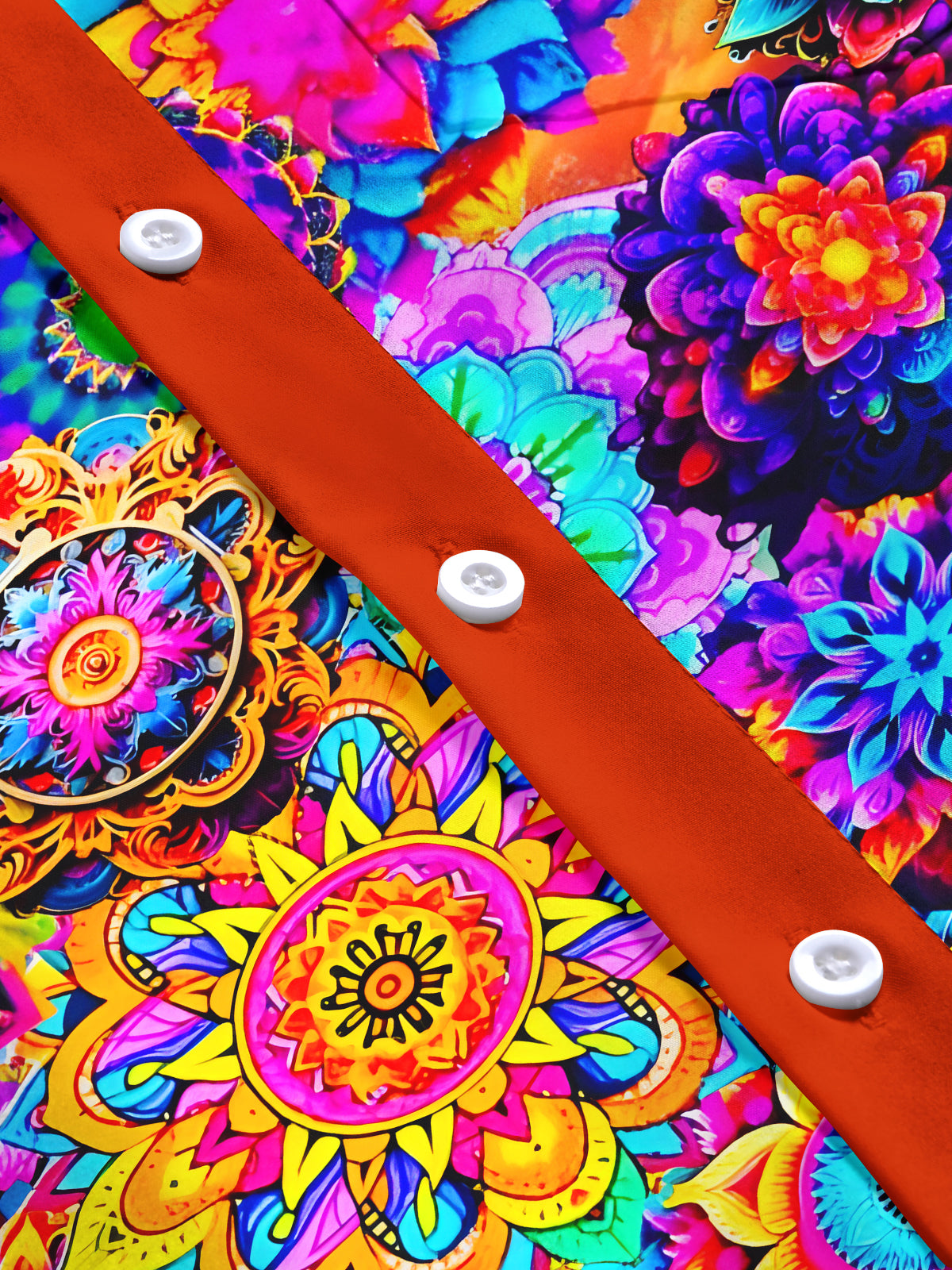 Hawaiian Colorful Mandala Men's Pocket Short Sleeve Shirts