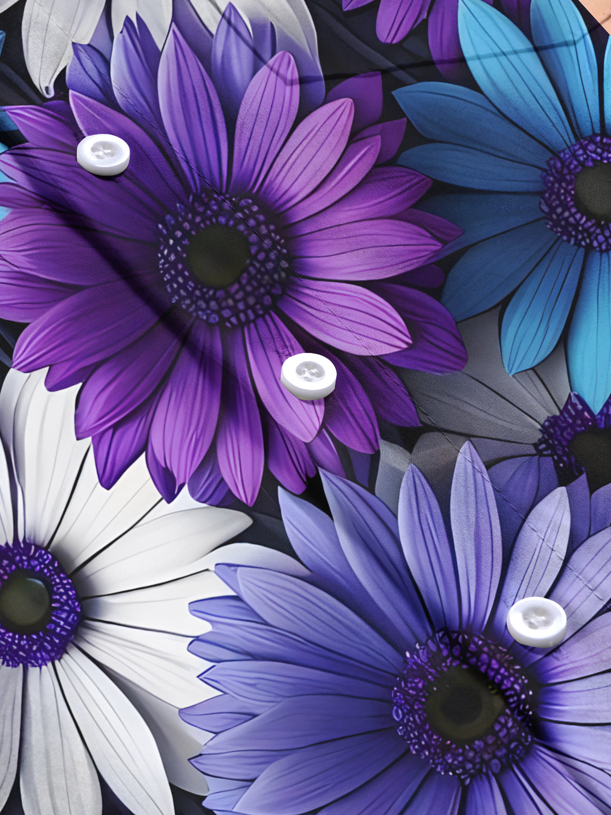 Floral Print Men's Pocket Short Sleeve Shirts