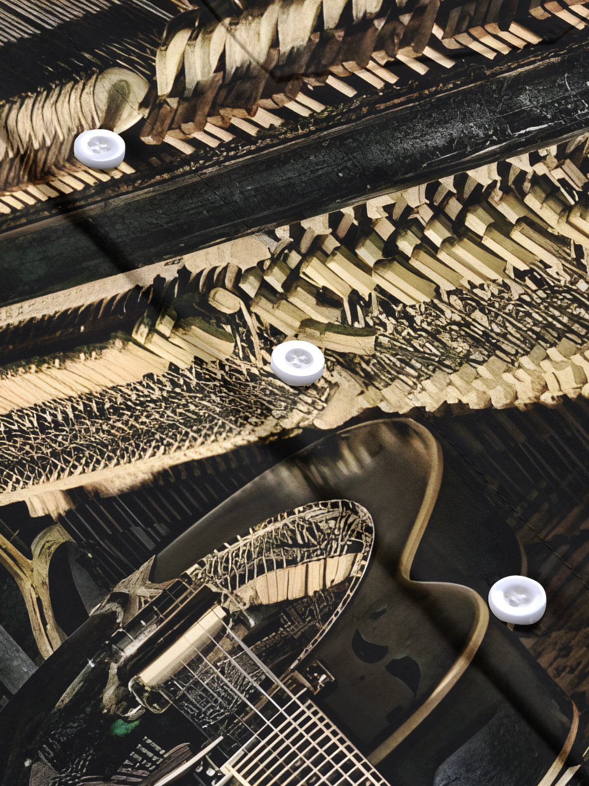 Piano Print Men's Pocket Short Sleeve Shirts