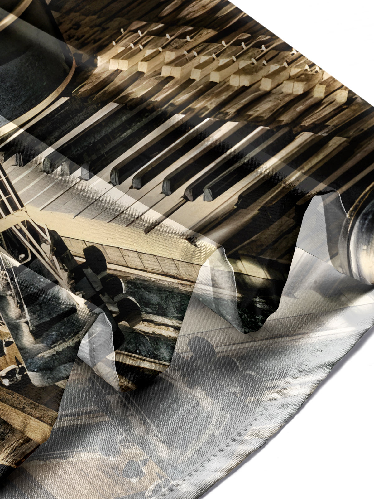 Piano Print Men's Pocket Short Sleeve Shirts