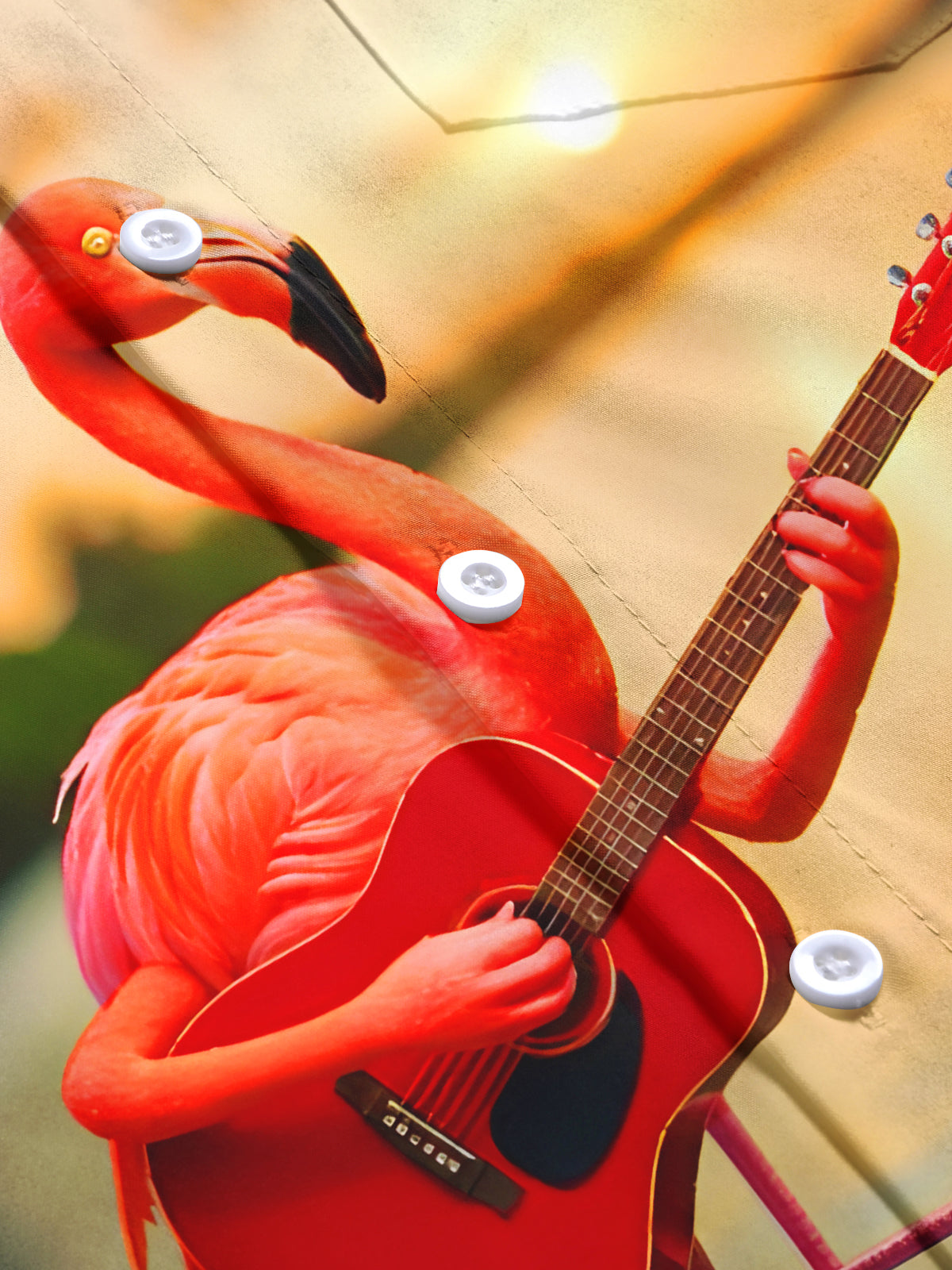 Funny Flamingo Guitar Men's Pocket Short Sleeve Shirts