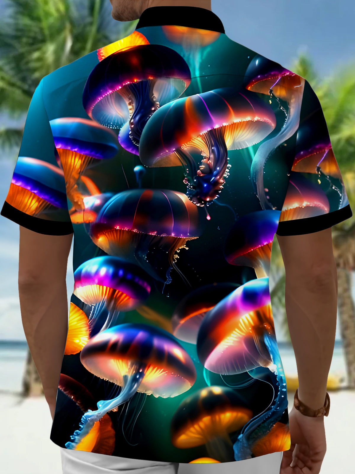 Hawaiian Jellyfish Men's Pocket Short Sleeve Shirts