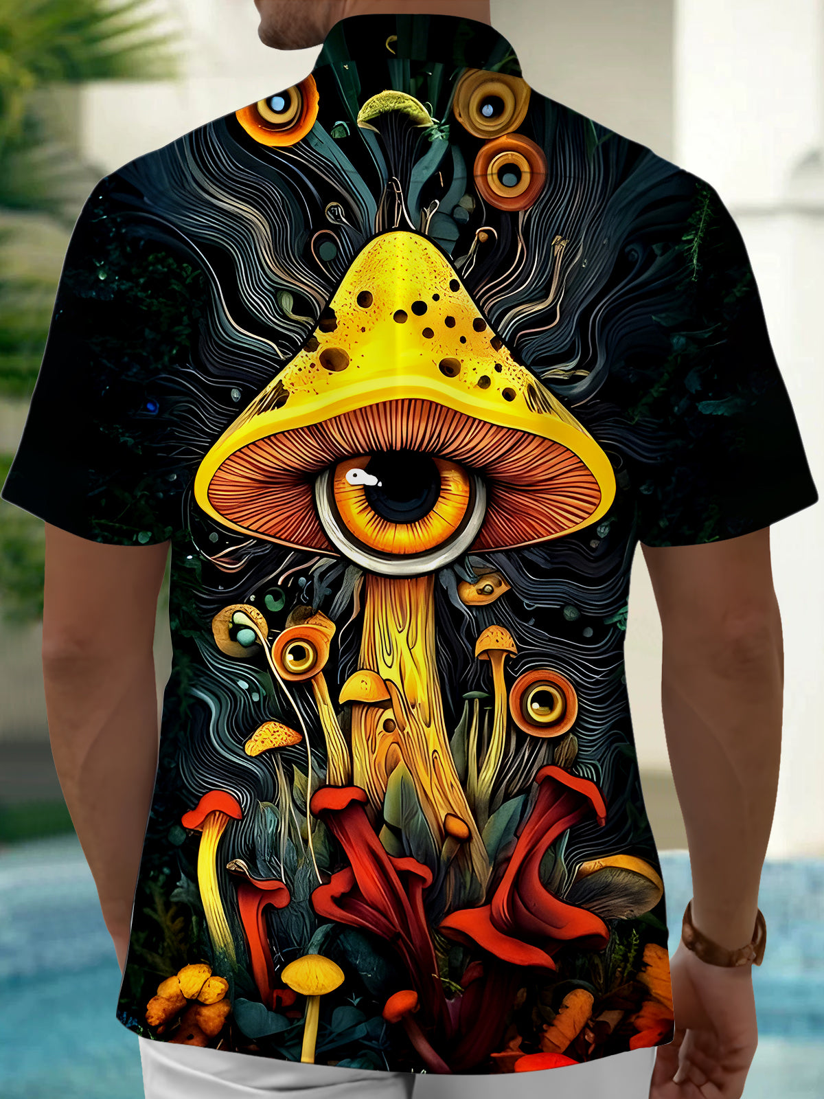 Mushroom Eyes Men's Pocket Short Sleeve Shirts