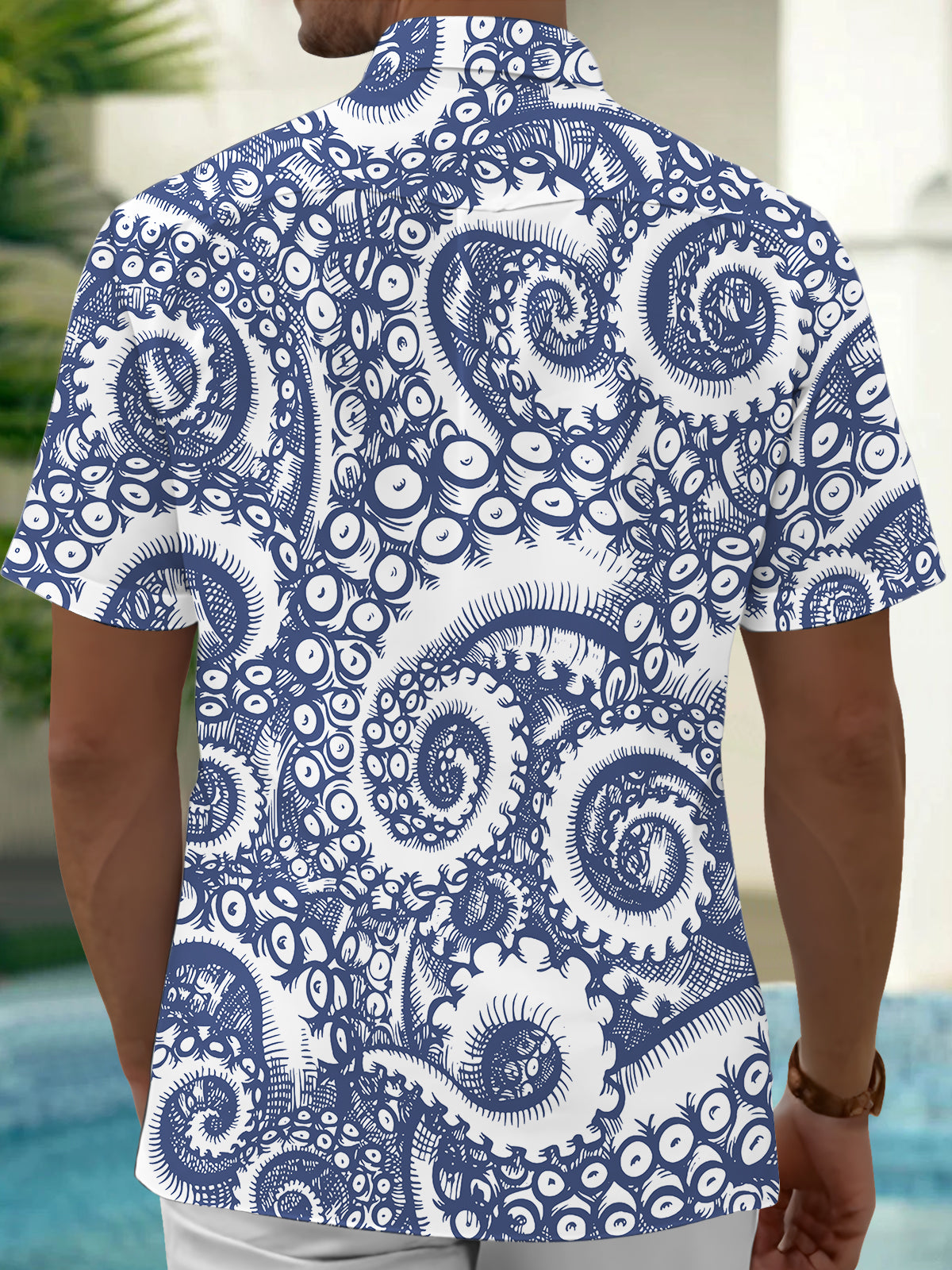 Hawaiian Octopus Men's Pocket Short Sleeve Shirts