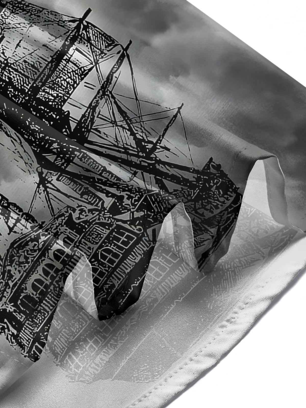 Dark Boat Skull Men's Pocket Short Sleeve Shirts