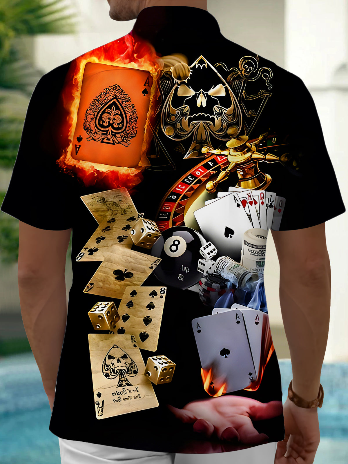 Poker Dice Men's Pocket Short Sleeve Shirts