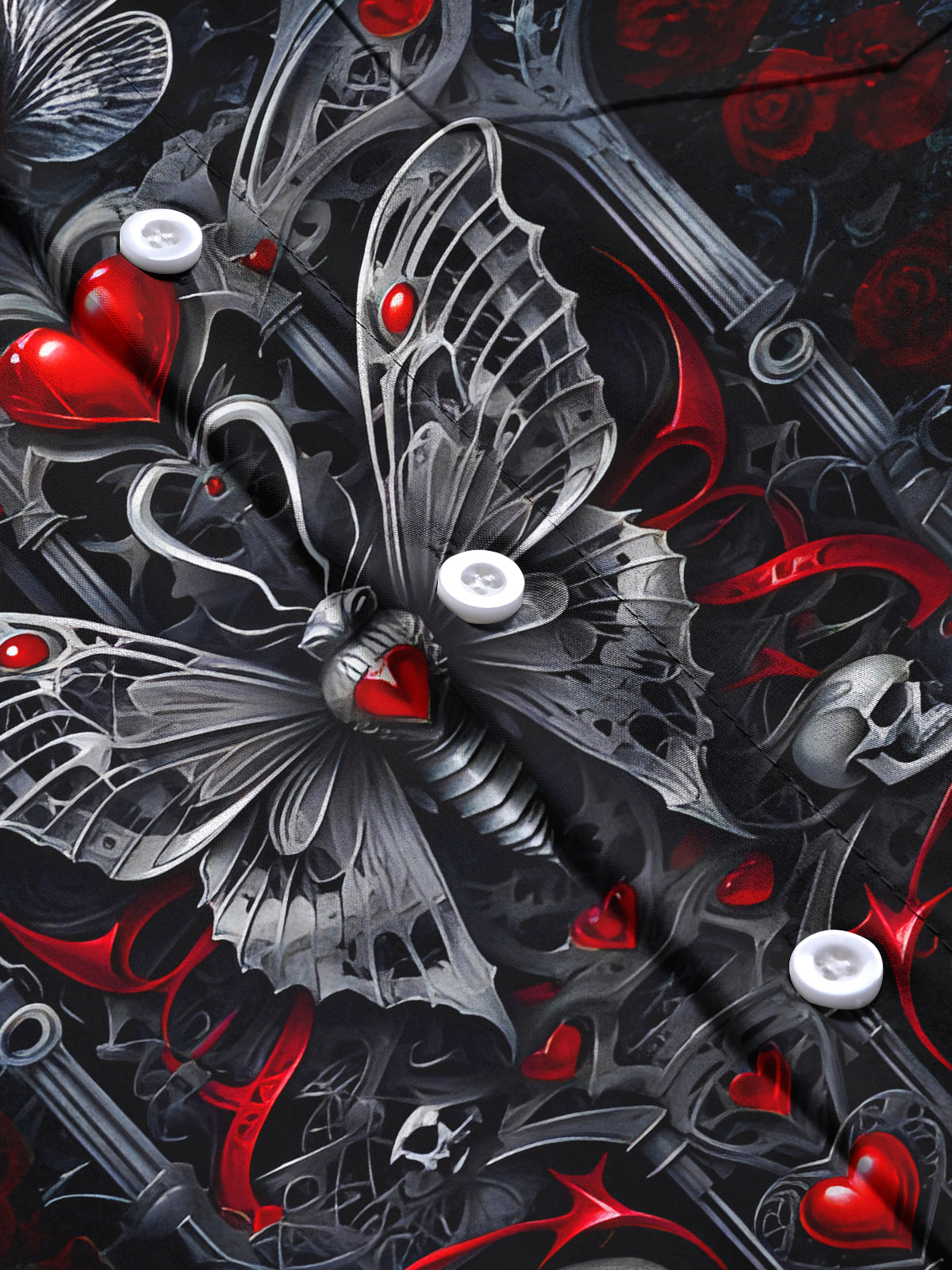 Butterfly Skull Men's Pocket Short Sleeve Shirts