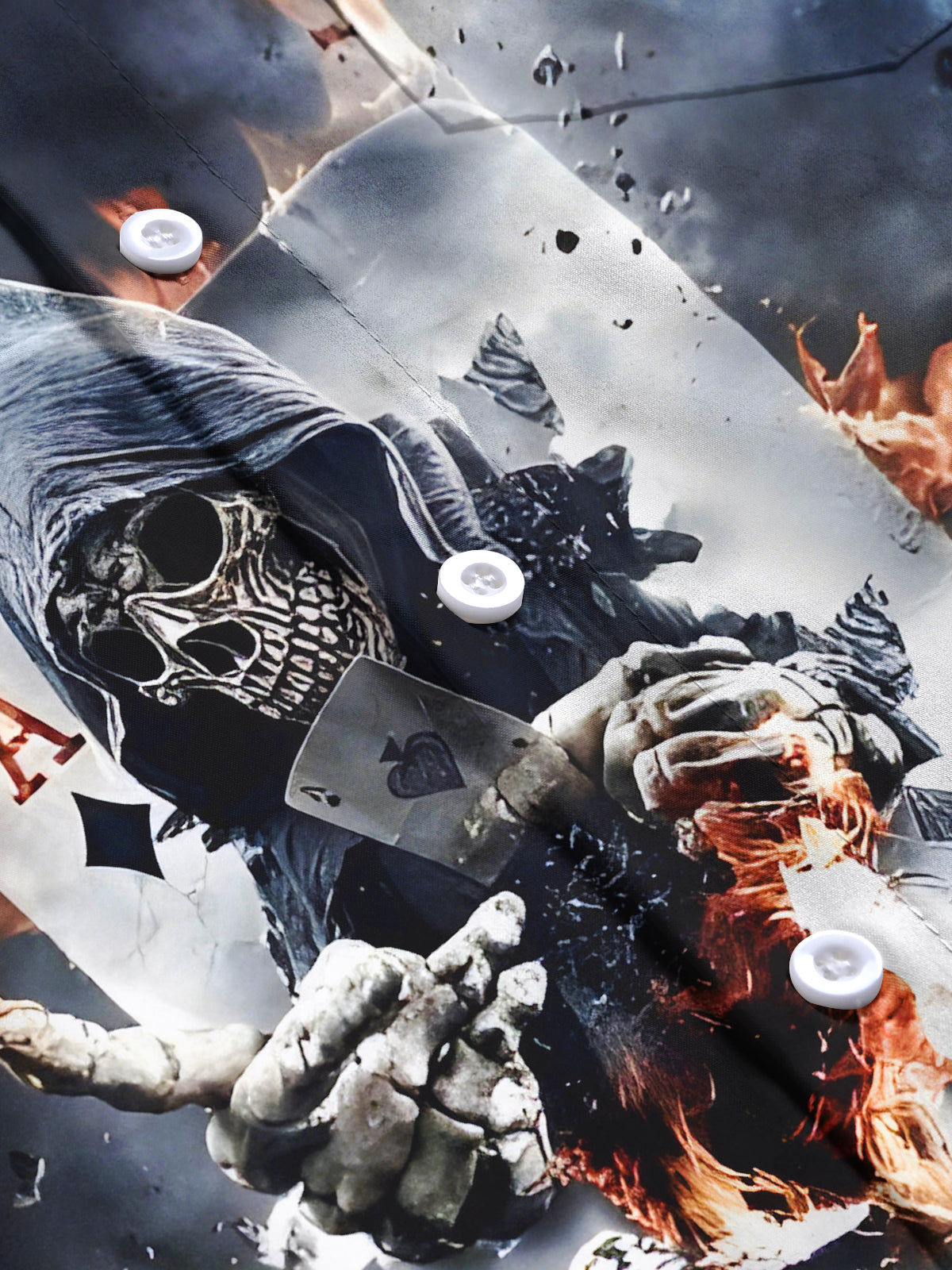 Poker Skull Men's Pocket Short Sleeve Shirts