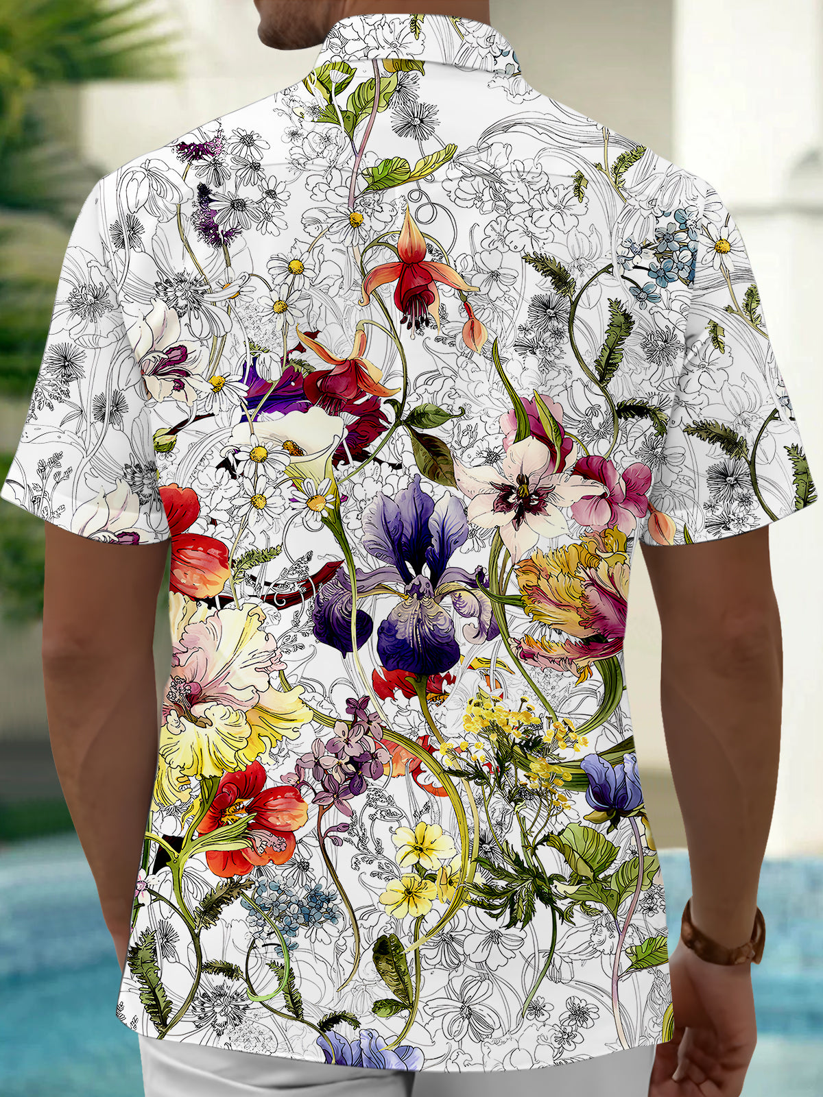 Floral Men's Pocket Short Sleeve Shirts