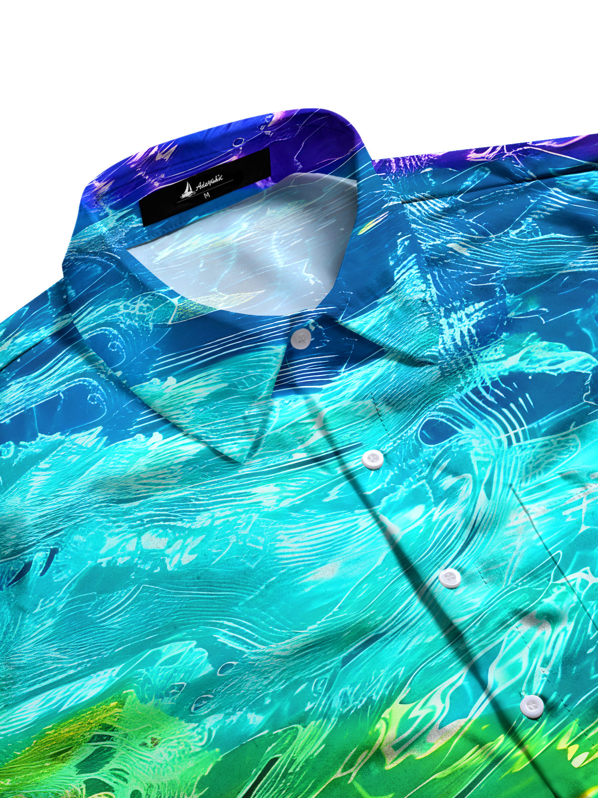 Hawaiian Rainbow Colored Water Ripples Men's Pocket Short Sleeve Shirts