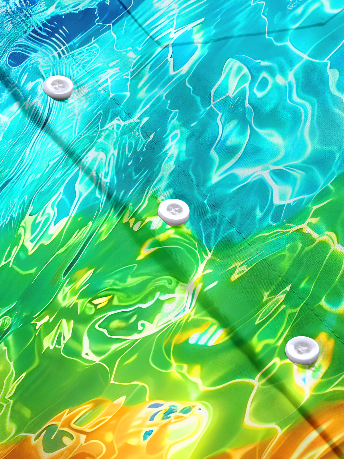 Hawaiian Rainbow Colored Water Ripples Men's Pocket Short Sleeve Shirts