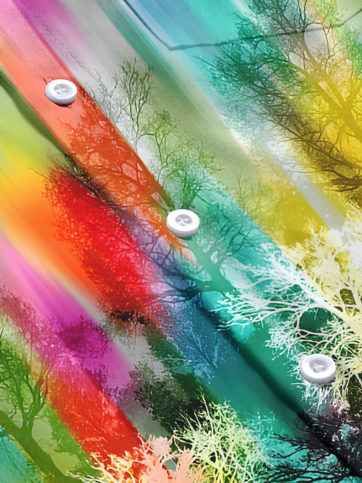 Forest Rainbow Print Men's Pocket Short Sleeve Shirts