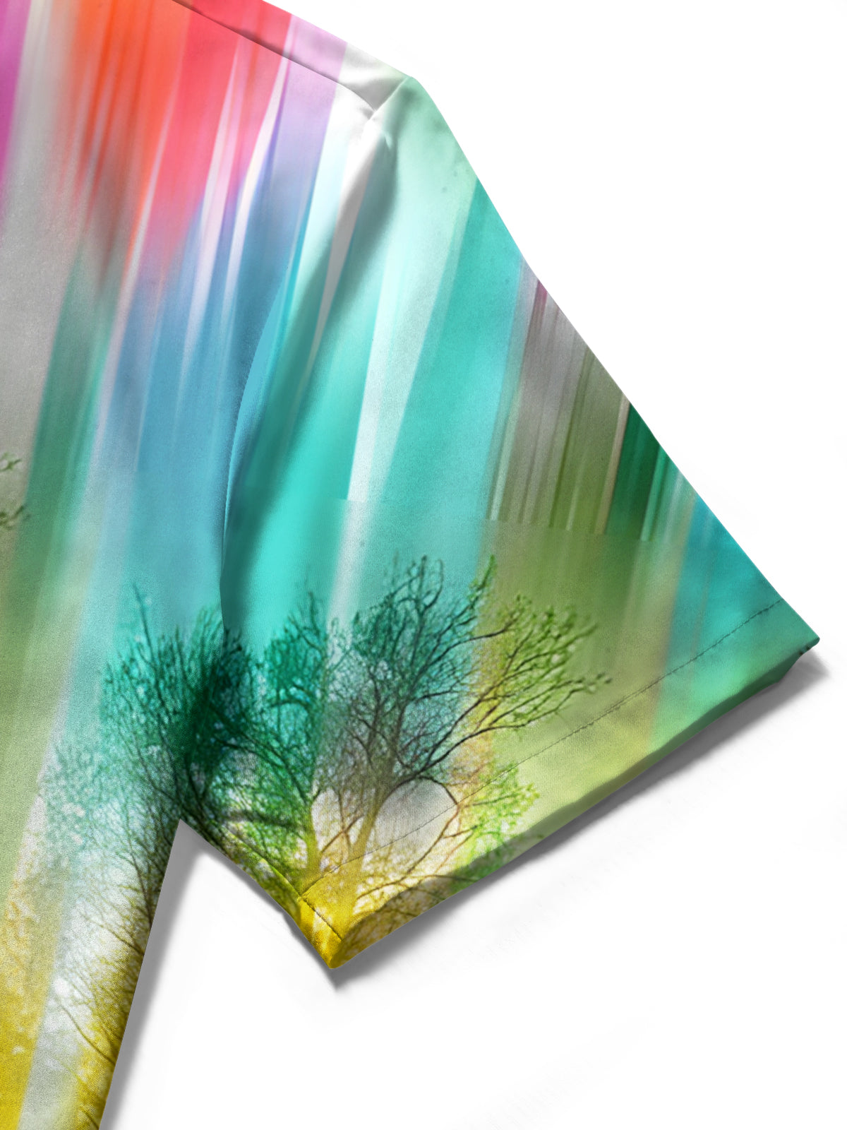 Forest Rainbow Print Men's Pocket Short Sleeve Shirts