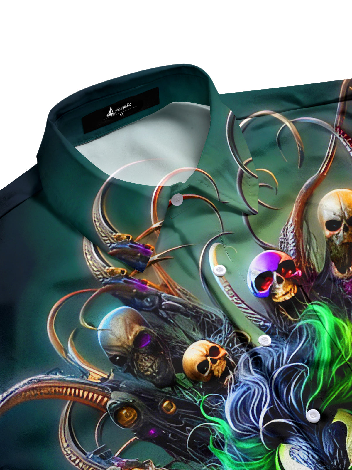 Funny Abstract Skull Men's Pocket Short Sleeve Shirts