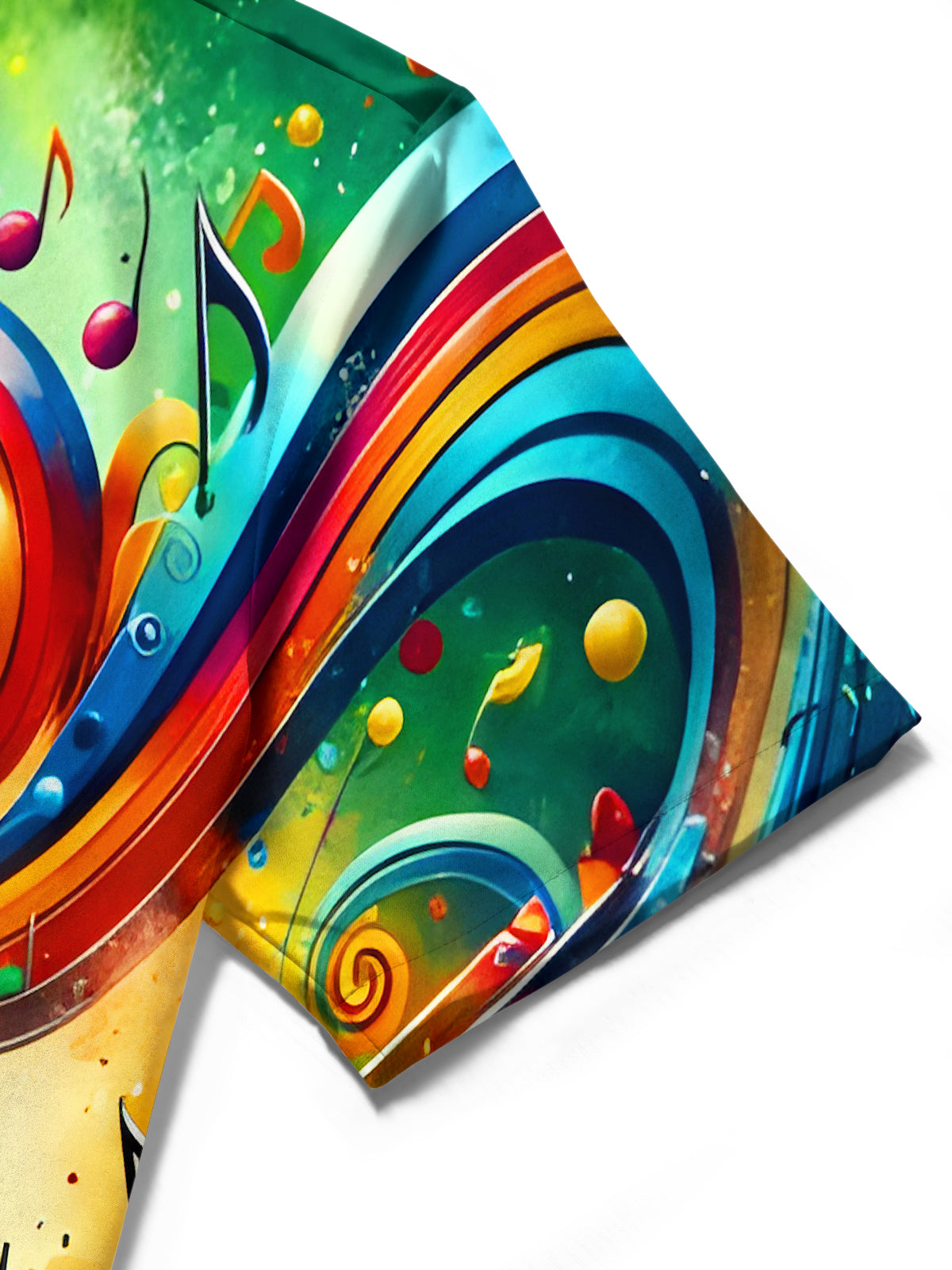 Accordion Tie Dye Music Notes Men's Pocket Short Sleeve Shirts