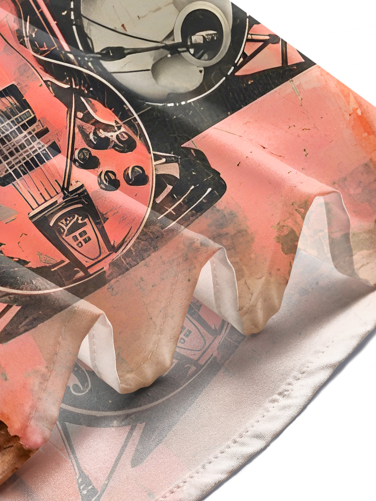 Retro Drum Set Guitar Music Instrument Men's Pocket Short Sleeve Shirts