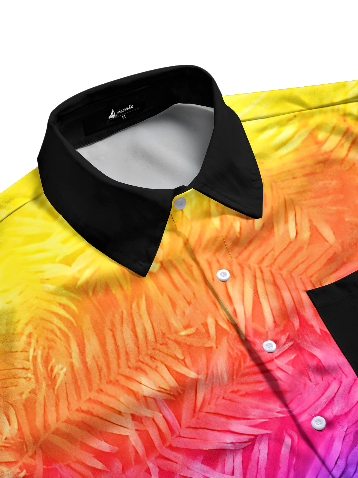 Hawaiian Rainbow Gradient Leaves Men's Pocket Short Sleeve Shirts