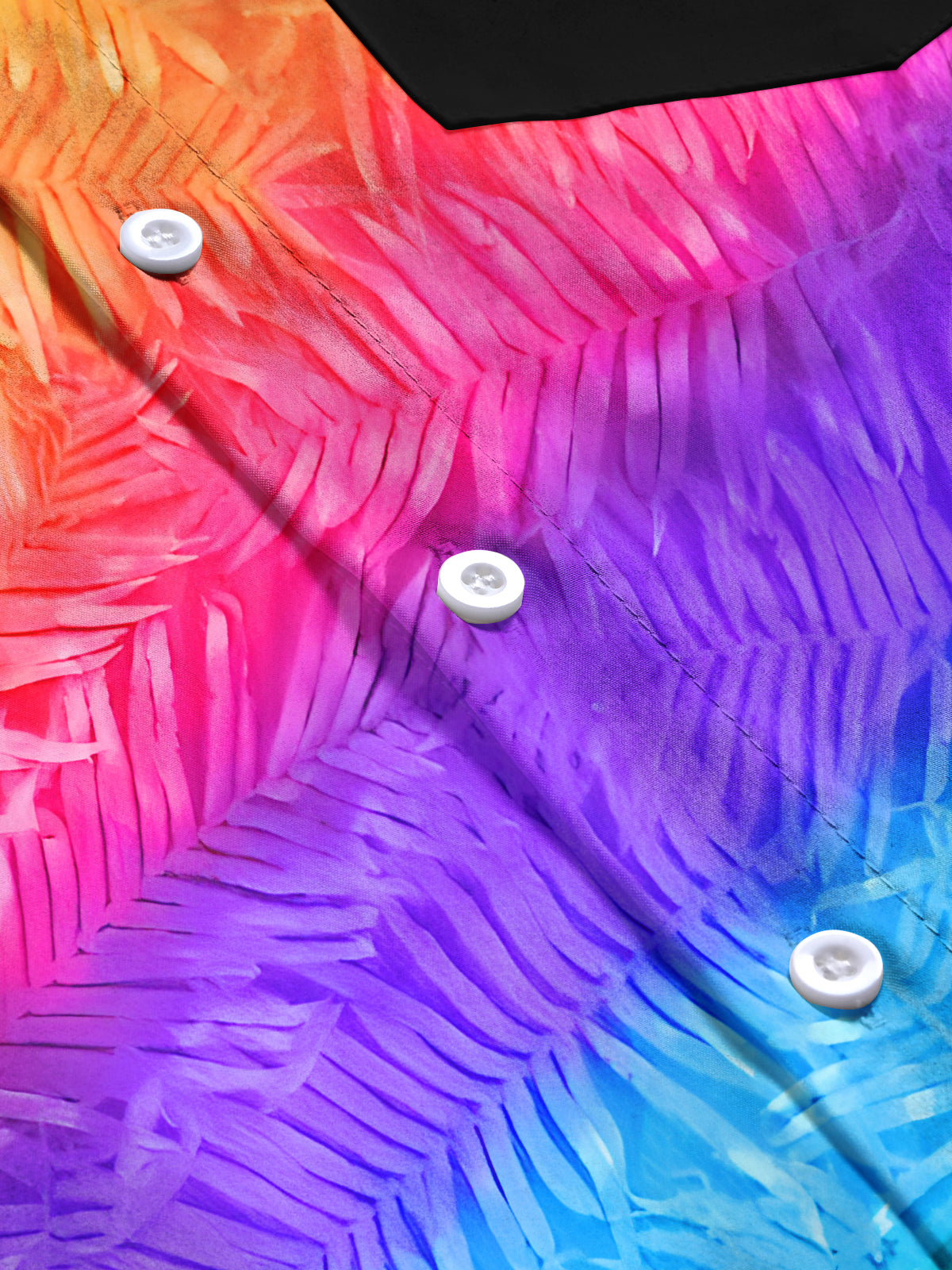 Hawaiian Rainbow Gradient Leaves Men's Pocket Short Sleeve Shirts