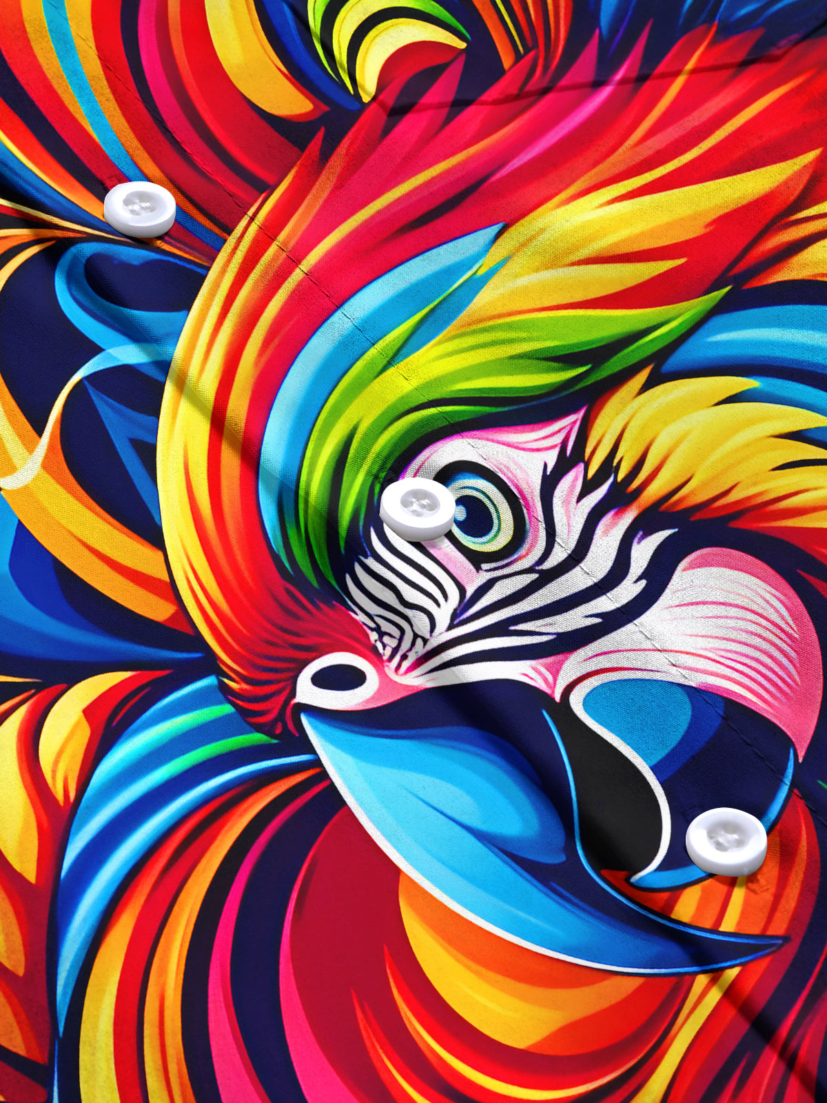 Hawaiian Colorful Parrot Men's Pocket Short Sleeve Shirts