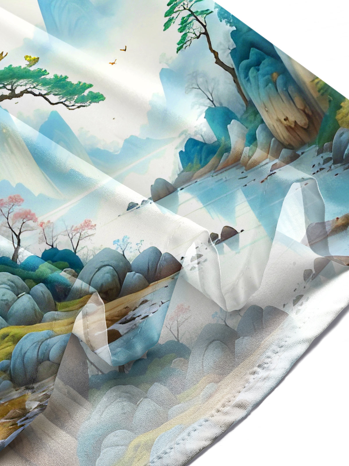 Landscape Painting Men's Pocket Short Sleeve Shirts