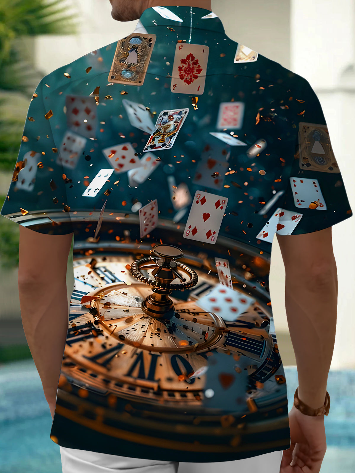 Poker Roulette Men's Pocket Short Sleeve Shirts